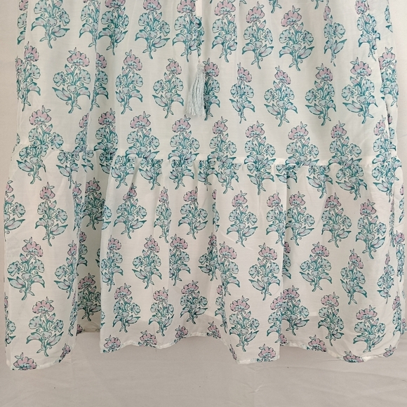 J. Marie NWT Cecilia Ruffle Flutter Sleeve Blockprint Floral Tiered Dress Sz M - Picture 6 of 13